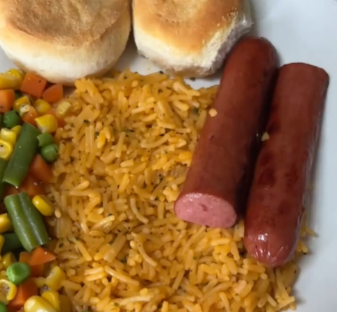 Sausage, Mixed Vegetables, Biscuits, Cheddar & Broccoli Rice